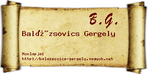 Balázsovics Gergely névjegykártya